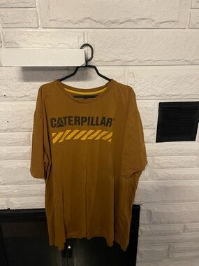 Caterpillar Brown Tee with Yellow Neck Trim